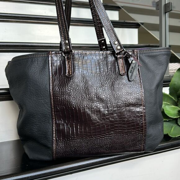 Lenniker Leathercraft Extra Large All Leather Tote Bag Croc Embossed travel - Picture 1 of 12
